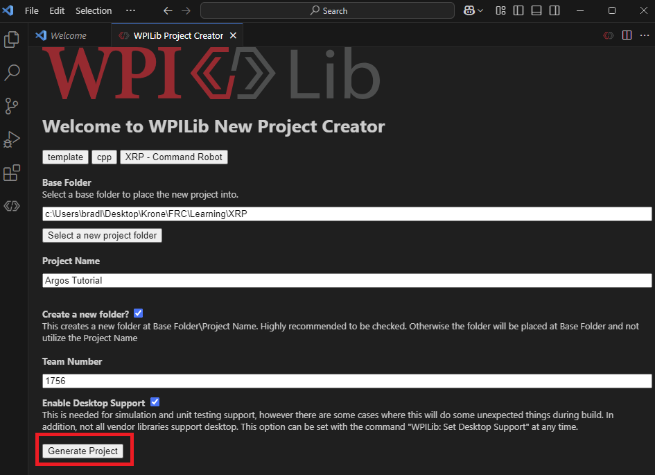 Generate Project